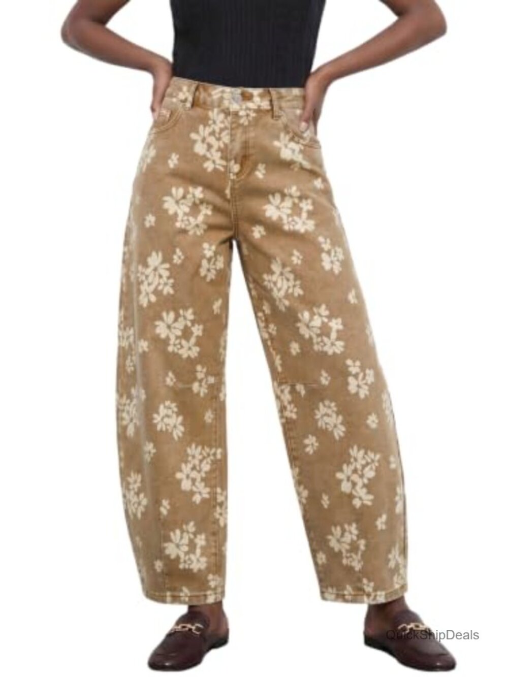 Wide Leg Barrel Jeans for Women Mid Rise Ankle Denim Pants - Picture 3 of 4
